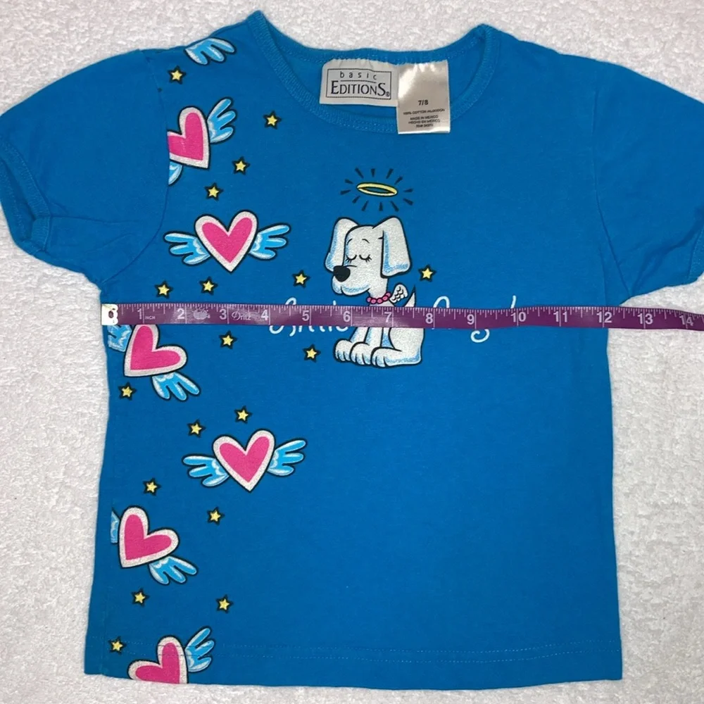 Vintage Basic editions little angel dog heart short sleeve tee 7/8